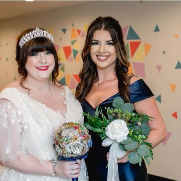 Plus size vintage wedding dress flutter sleeve and open back blush under layer - Picture 4 of 15